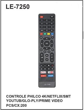 CONTROLE PHILCO 4K/NETFLIX/SMT YOUTUB/GLO-PLY/PRIME VIDEO