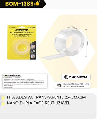 FITA ADESIVA TRANSPARENTE 2.4CMX2M