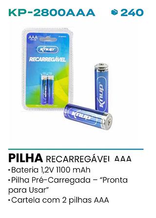 PILHA RECARREGÁVEL AAA • Bateria 1,2V 1100 mAh