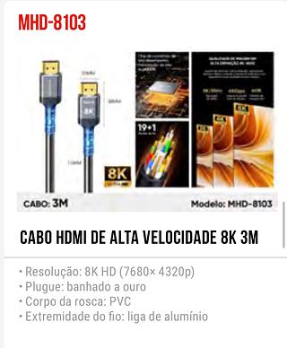 CABO HDMI DE ALTA VELOCIDADE 8K 3M