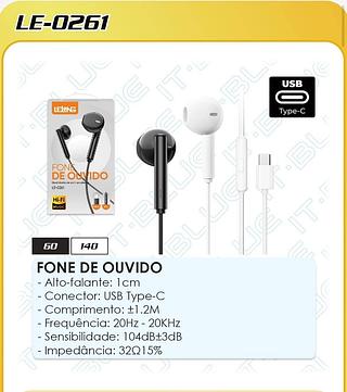 FONE DE OUVIDO - Alto-falante: 1cm - Conector: USB Type-C