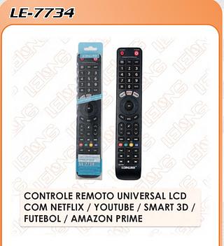 CONTROLE REMOTO UNIVERSAL LCD COM NETFLIX / YOUTUBE / SMART 3D / FUTEBOL / AMAZON PRIME