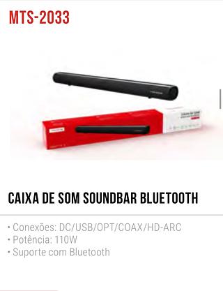 CAIXA DE SOM SOUNDBAR BLUETOOTH• Potência: 110W