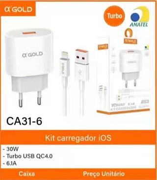 Kit carregador iOS- 30W - Turbo USB QC4.0 - 6.1A