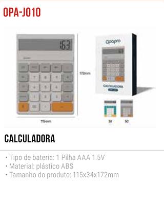 CALCULADORA • Tipo de bateria: 1 Pilha AAA 1.5V