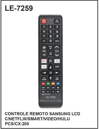CONTROLE REMOTO SANSUNG LCD C/NETFLIX/SMART/VIDEO/HULU