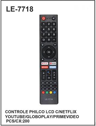 CONTROLE PHILCO LCD C/NETFLIX YOUTUBE/GLOBOPLAY/PRIMEVIDEO