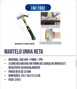 MARTELO UNHA RETA DIMENSÕES: 29 X 10,5 X 2,5 CM