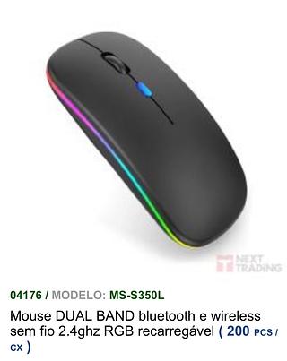 Mouse DUAL BAND bluetooth e wireless sem fio 2.4ghz RGB recarregável