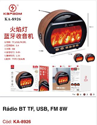 Rádio BT TF, USB, FM 8W