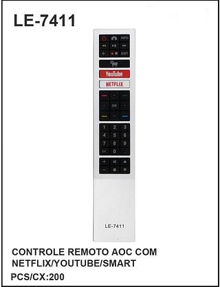 Controle Remoto AOC C/ Netflix/Youtube/Smart
