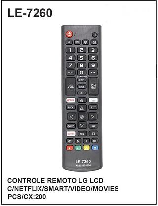 CONTROLE REMOTO LG LCD C/NETFLIX/SMART/VIDEO/MOVIES