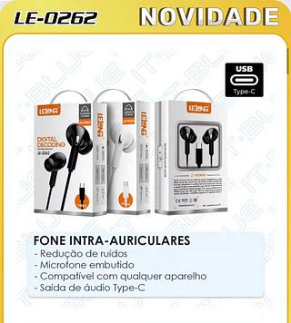 FONE INTRA-AURICULARES Saída de áudio Type-C