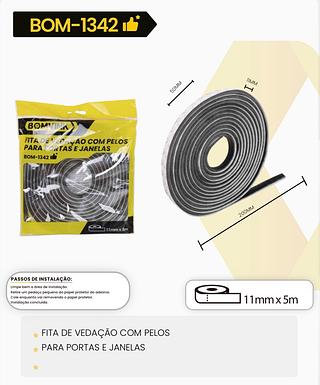FITA DE VEDAÇÃO COM PELOS PARA PORTAS E JANELAS