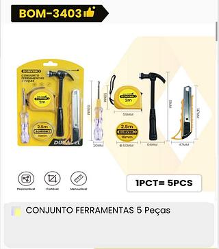 CONJUNTO FERRAMENTAS 5 Peças