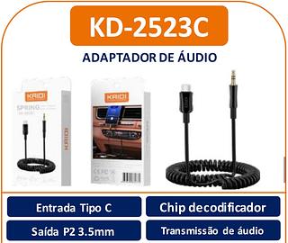 Entrada Tipo C Saída P2 3.5mm Transmissão de áudio