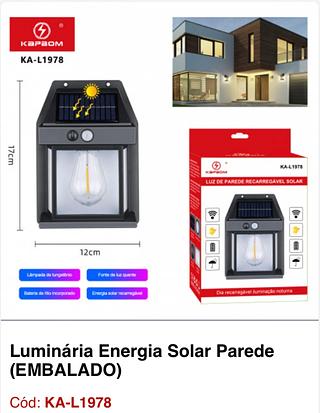Luminária Energia Solar Parede