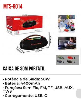 CAIXA DE SOM PORTÁTIL • Potência de Saída: 50W • Bateria: 4400mAh