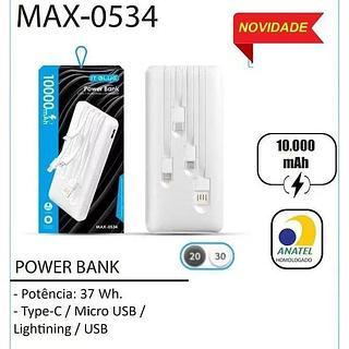 POWER BANK 20 30 ANATELHOMOLOGADO - Potencia: 37 Wh.Type-C/ Micro USB/Lightining / USB