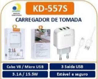 CARREGADOR DE TOMADA Ca bo VS / Micro USB 3.1A / 15.5W 3 Saída USB
