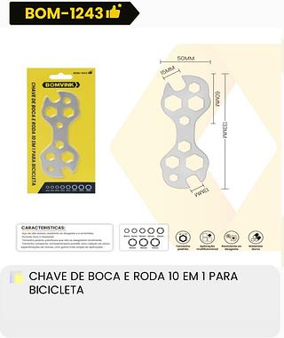 CHAVE DE BOCA E RODA 10 EM 1 PARA BICICLETA
