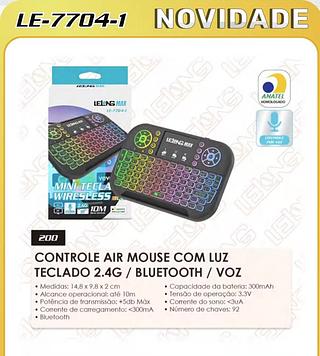 CONTROLE AIR MOUSE COM LUZ TECLADO 2.4G / BLUETOOTH / VOZ