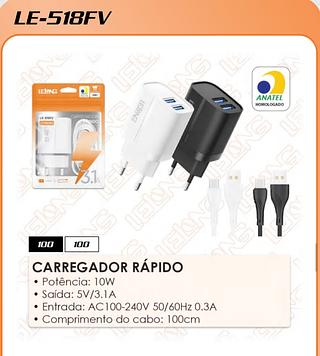 CARREGADOR RÁPIDO • Potência: 10W